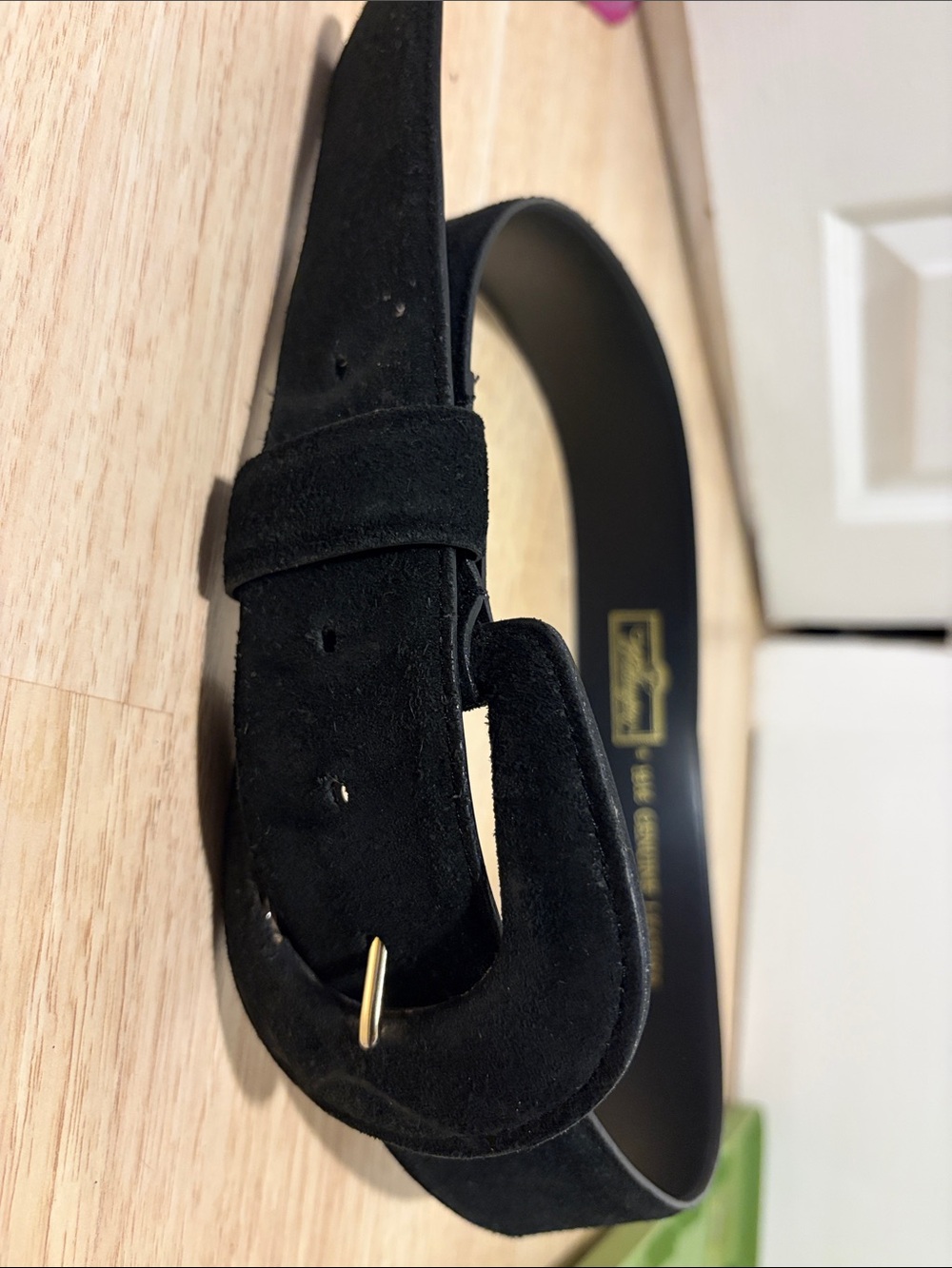 Worthington Black Suede Belt with Gold-Tone Buckle